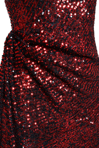 Stretch Sequin Draped Cap Sleeve Gown