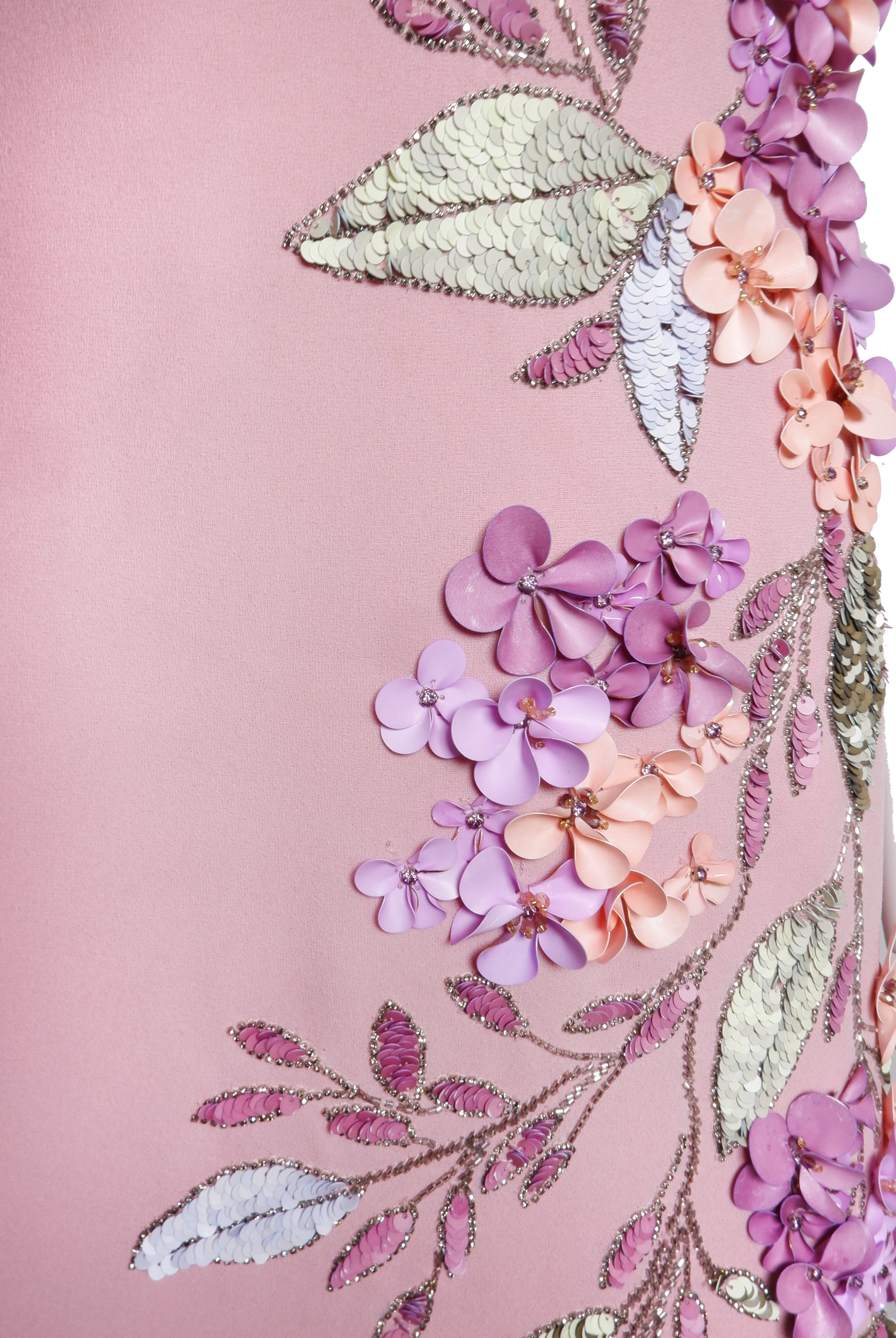 FLORAL EMBELLISHED CAP SLEEVE COLUMN GOWN