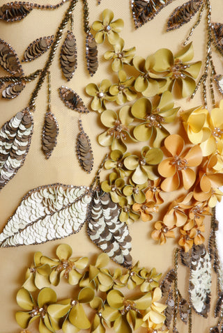 FLORAL EMBELLISHED CAP SLEEVE DRESS