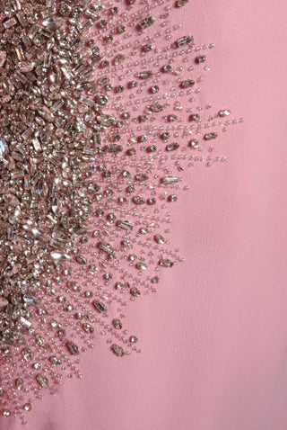 CRYSTAL EMBELLISHED LONG SLEEVE COLUMN GOWN
