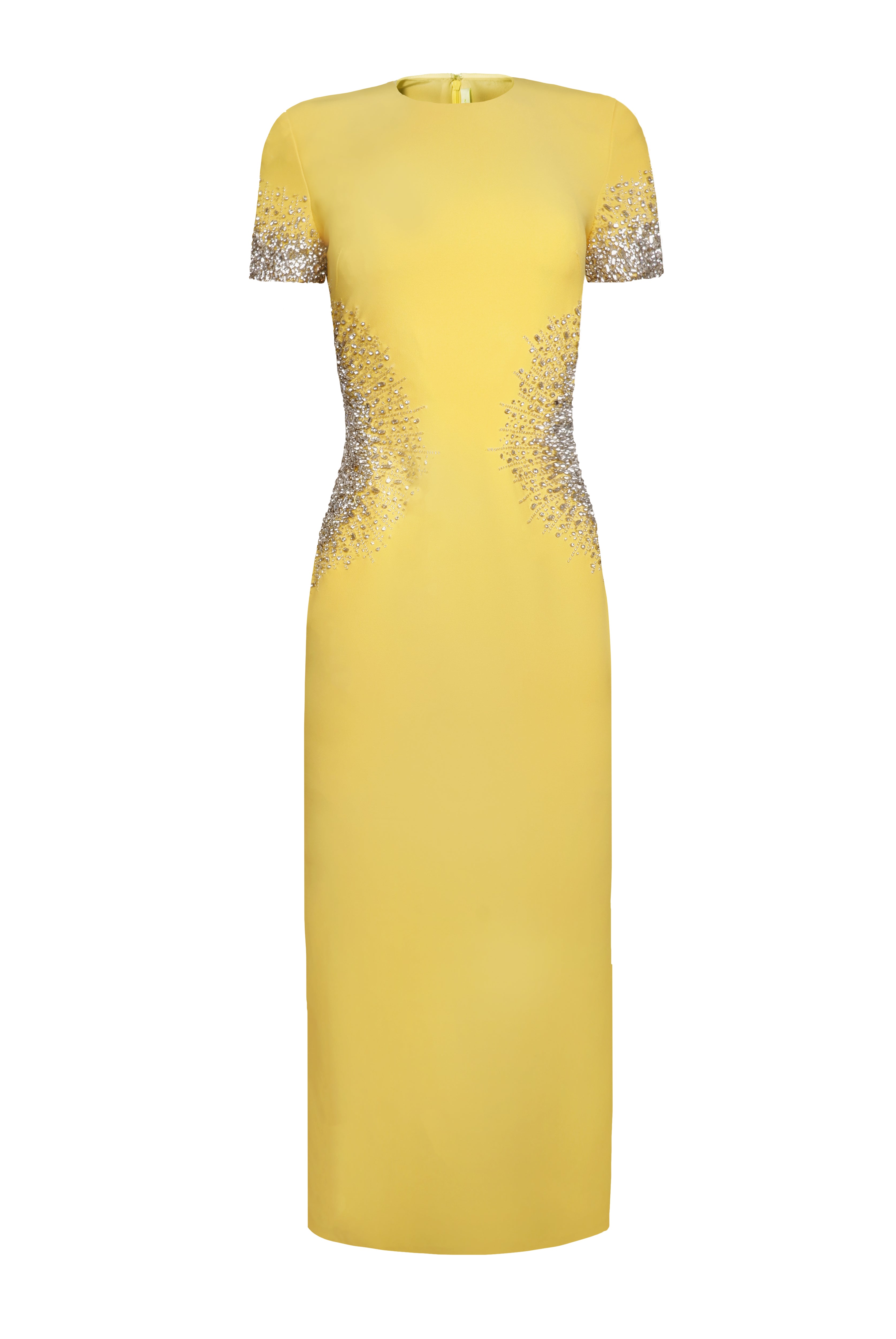 JEWEL NECK CAP SLEEVE TEA LENGTH DRESS Naeem Khan JEWEL NECK CAP SLEEVE TEA LENGTH DRESS Naeem Khan