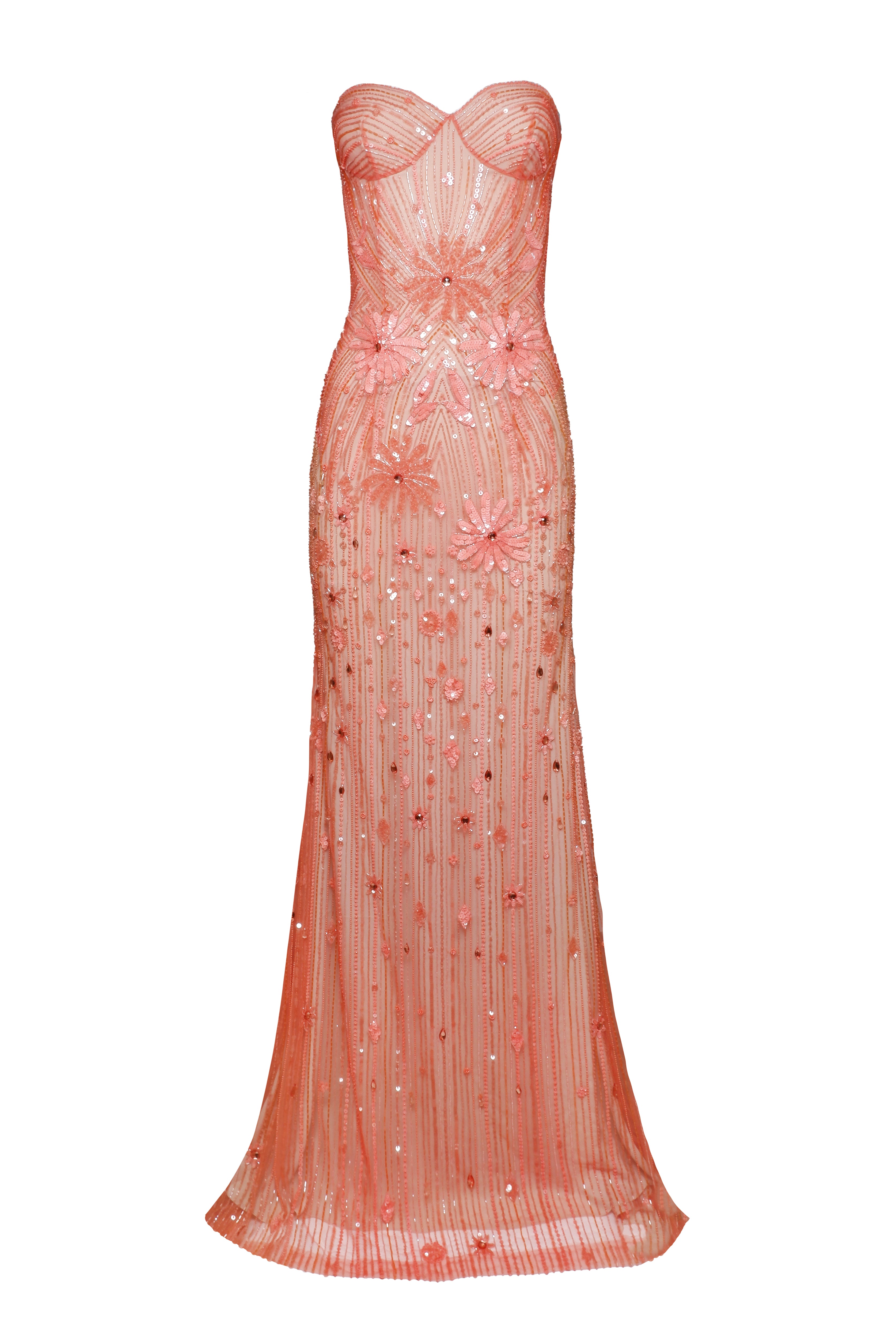 FLORAL BEADED SWEETHEART FIT-AND-FLARE GOWN Naeem Khan FLORAL BEADED SWEETHEART FIT-AND-FLARE GOWN Naeem Khan