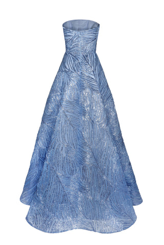 METALLIC RAFFIA STRAPLESS GOWN