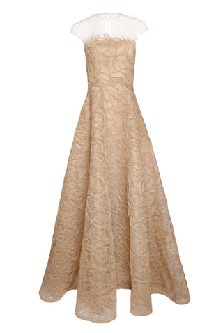 ILLUSION NECKLINE RAFFIA GOWN
