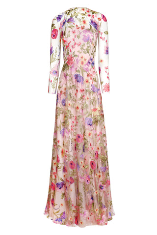 JEWEL NECK LONG SLEEVE GOWN