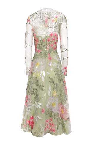 FLORAL TEA-LENGTH DRESS