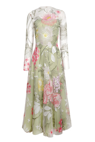 FLORAL TEA-LENGTH DRESS