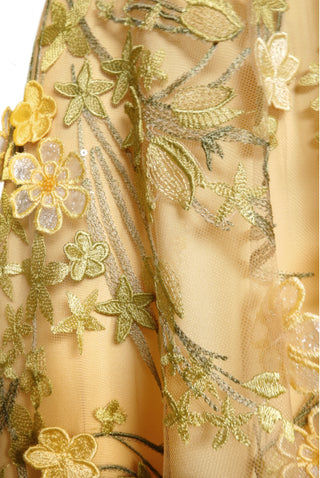 3-D FLORAL ILLUSION NECKLINE DRESS