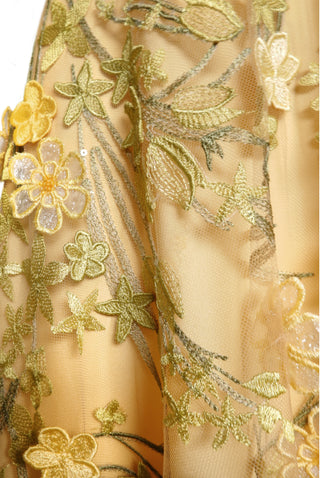3-D FLORAL LONG SLEEVE GOWN