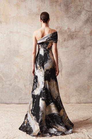 One Shoulder Fit To Flare Gown