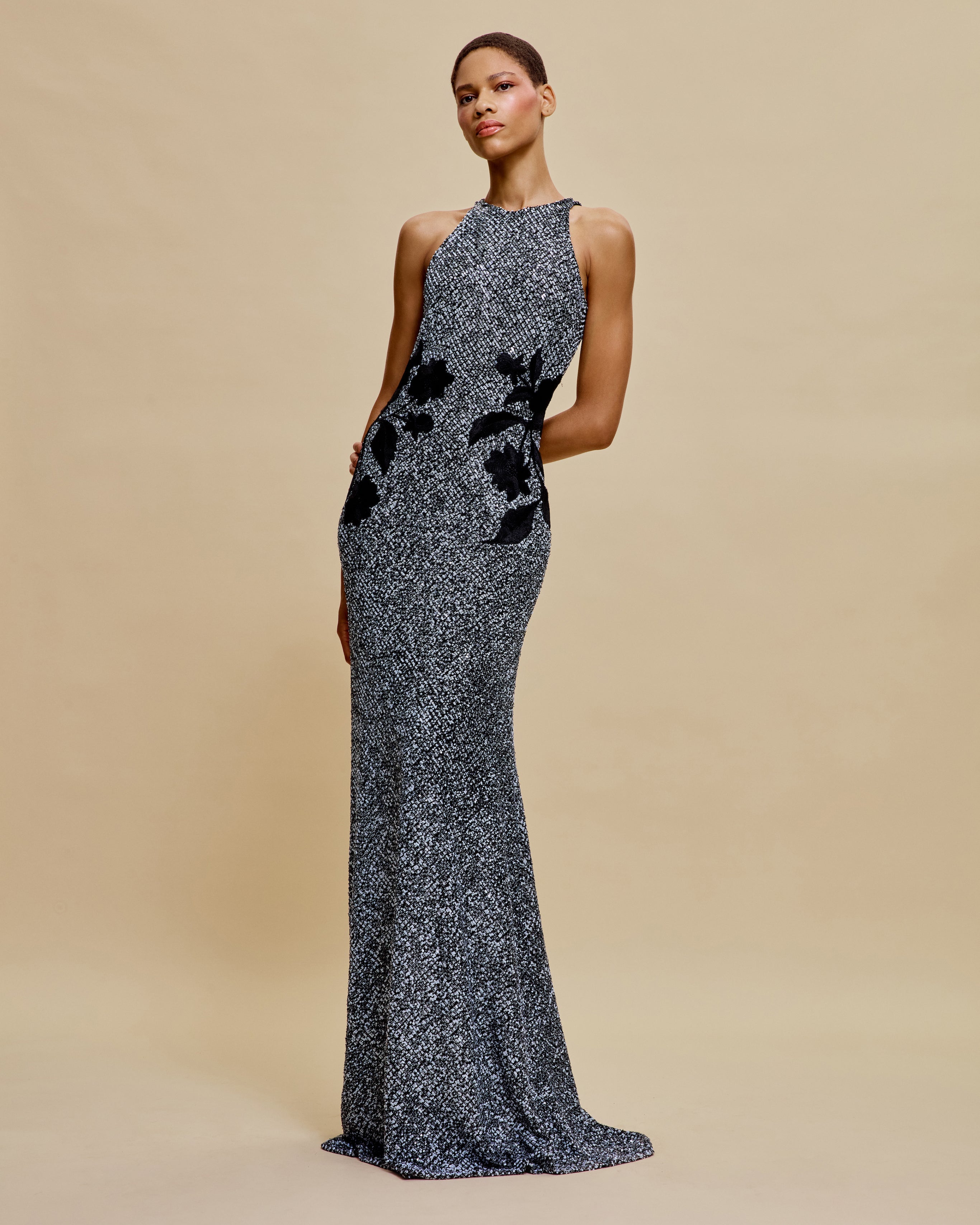 naeem khan silver dress Naeem Khan Fall 2013 Runway Silver Beaded Art Deco Long Dress Evening Gown 2