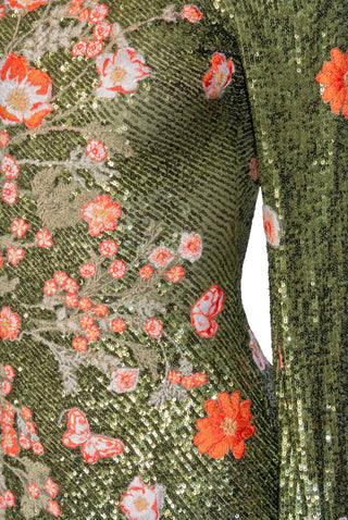 Floral Applique Sequin Long Sleeve Mock Neck Dress