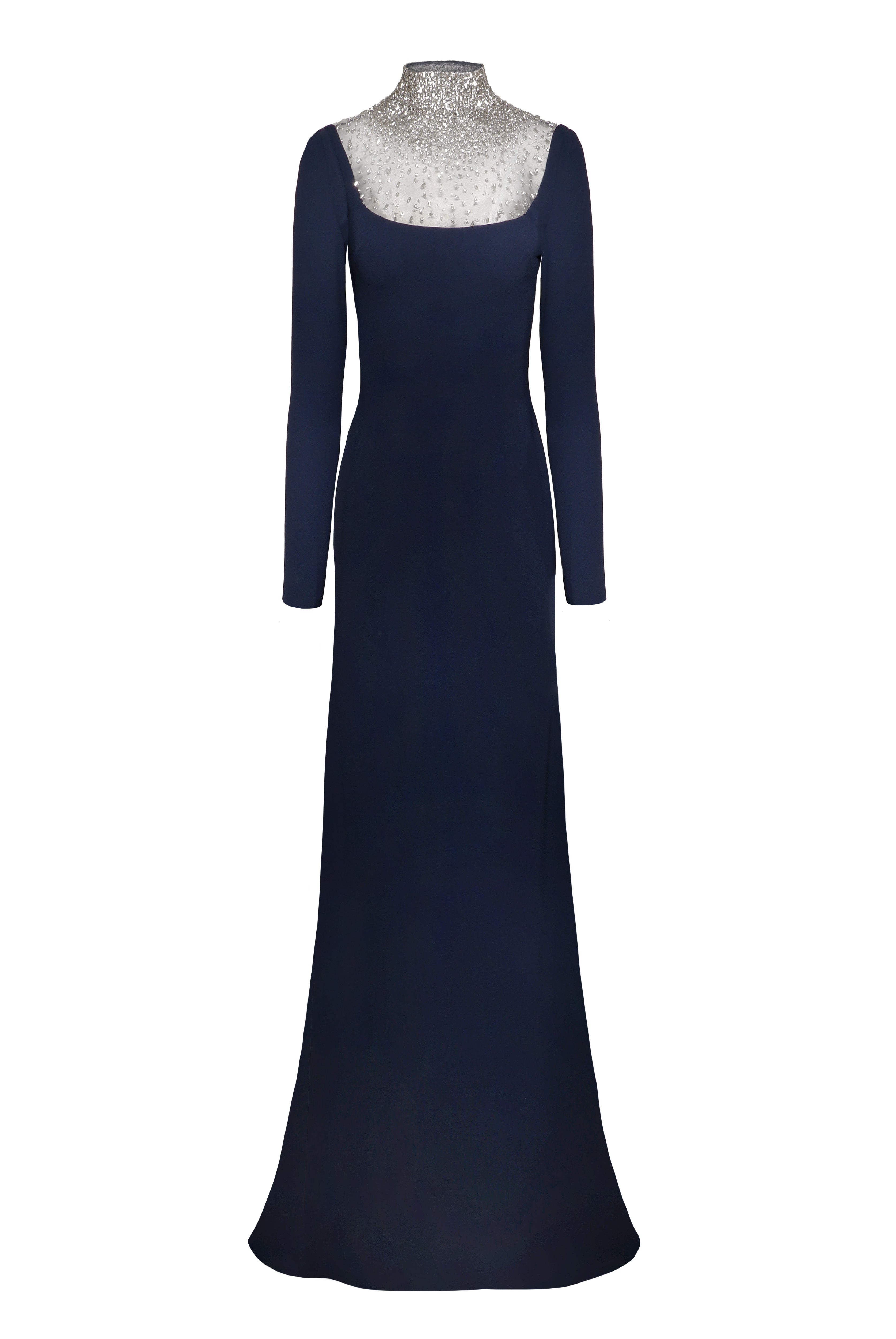 OMBRE BEADED NECKLINE LONG SLEEVE GOWN Naeem Khan OMBRE BEADED NECKLINE LONG SLEEVE GOWN Naeem Khan