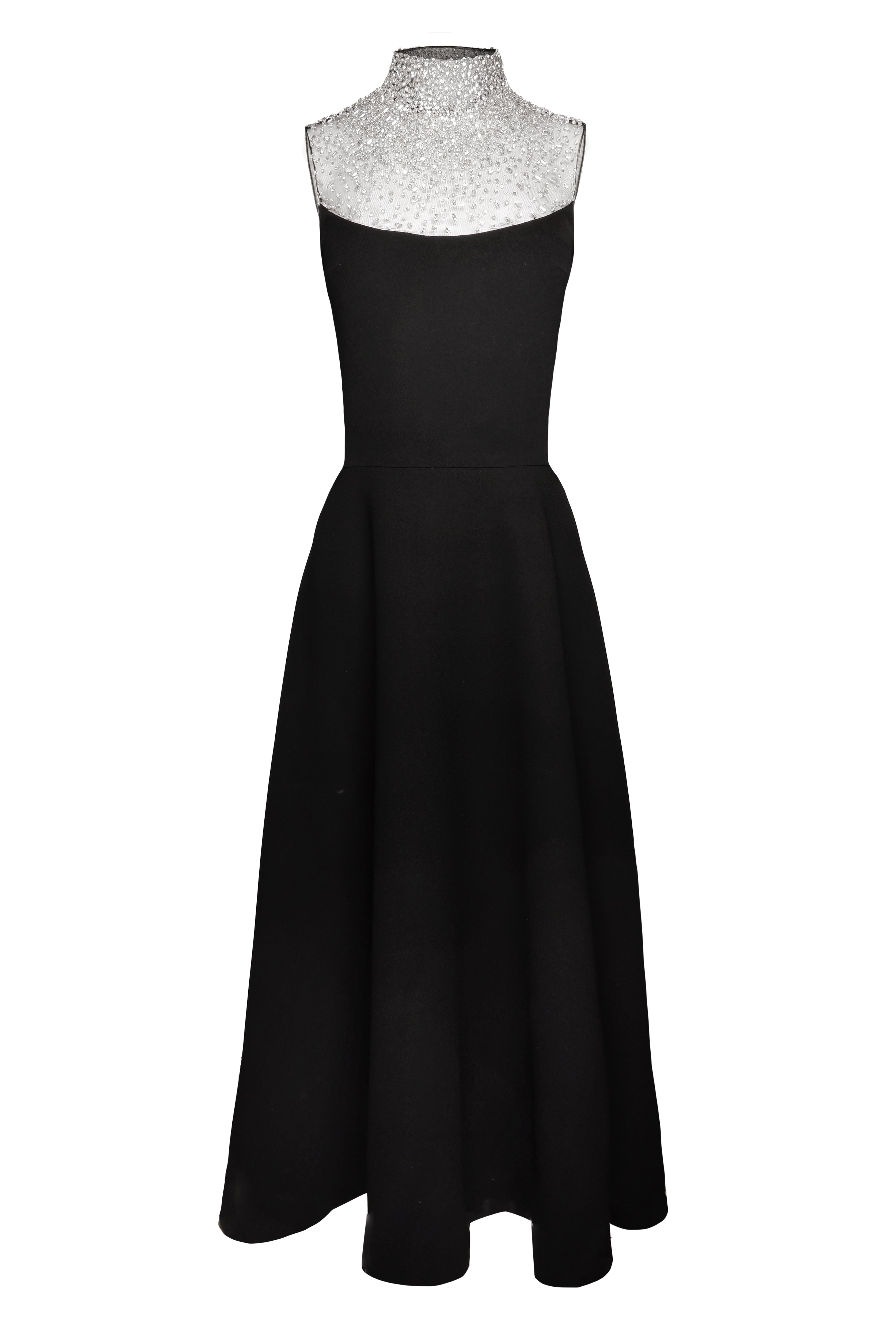 OMBRE BEADED NECKLINE SLEEVELESS TEA-LENGTH DRESS Naeem Khan OMBRE BEADED NECKLINE SLEEVELESS TEA-LENGTH DRESS Naeem Khan