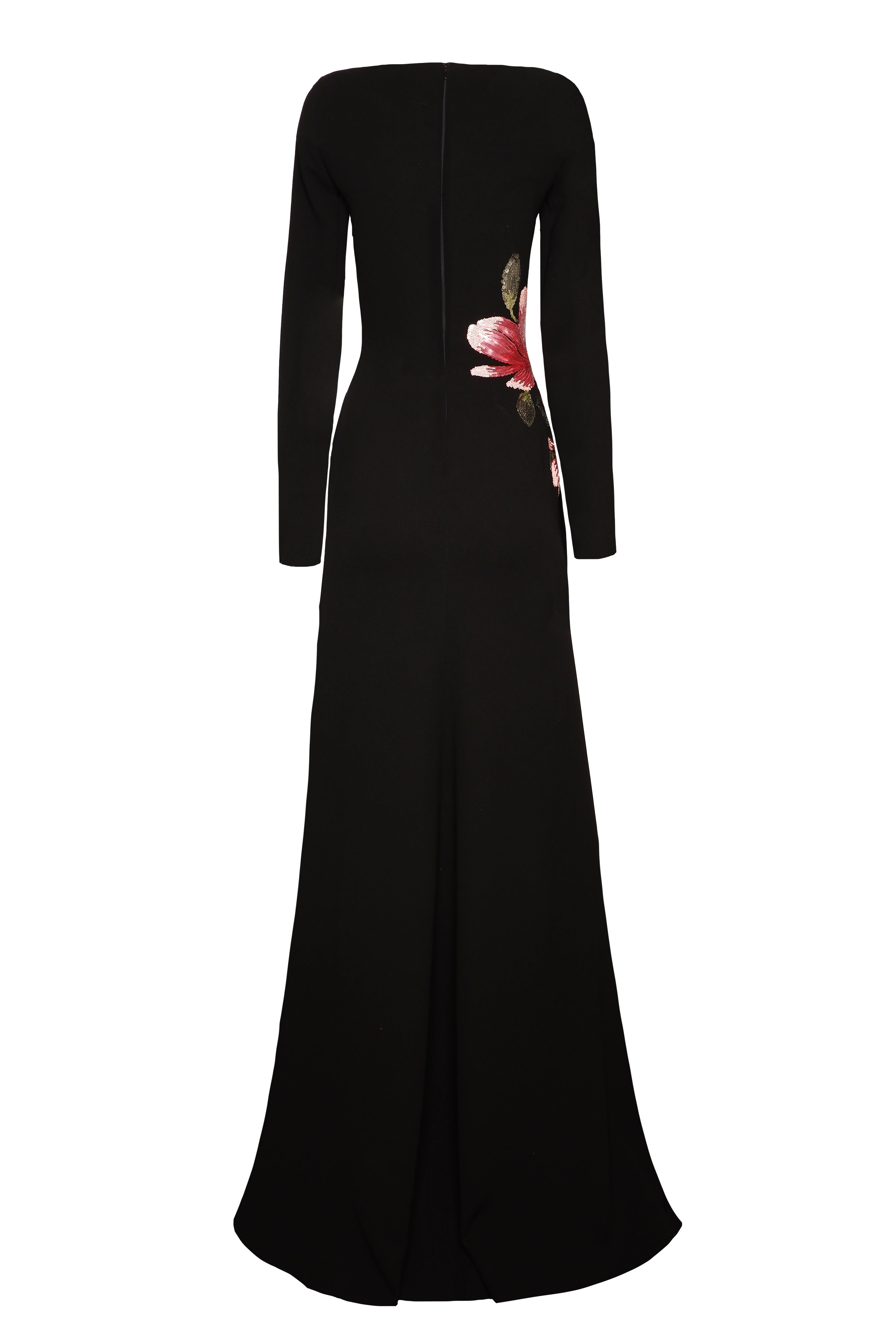 BOAT NECK LONG SLEEVE FIT-AND-FLARE GOWN Naeem Khan BOAT NECK LONG SLEEVE FIT-AND-FLARE GOWN Naeem Khan