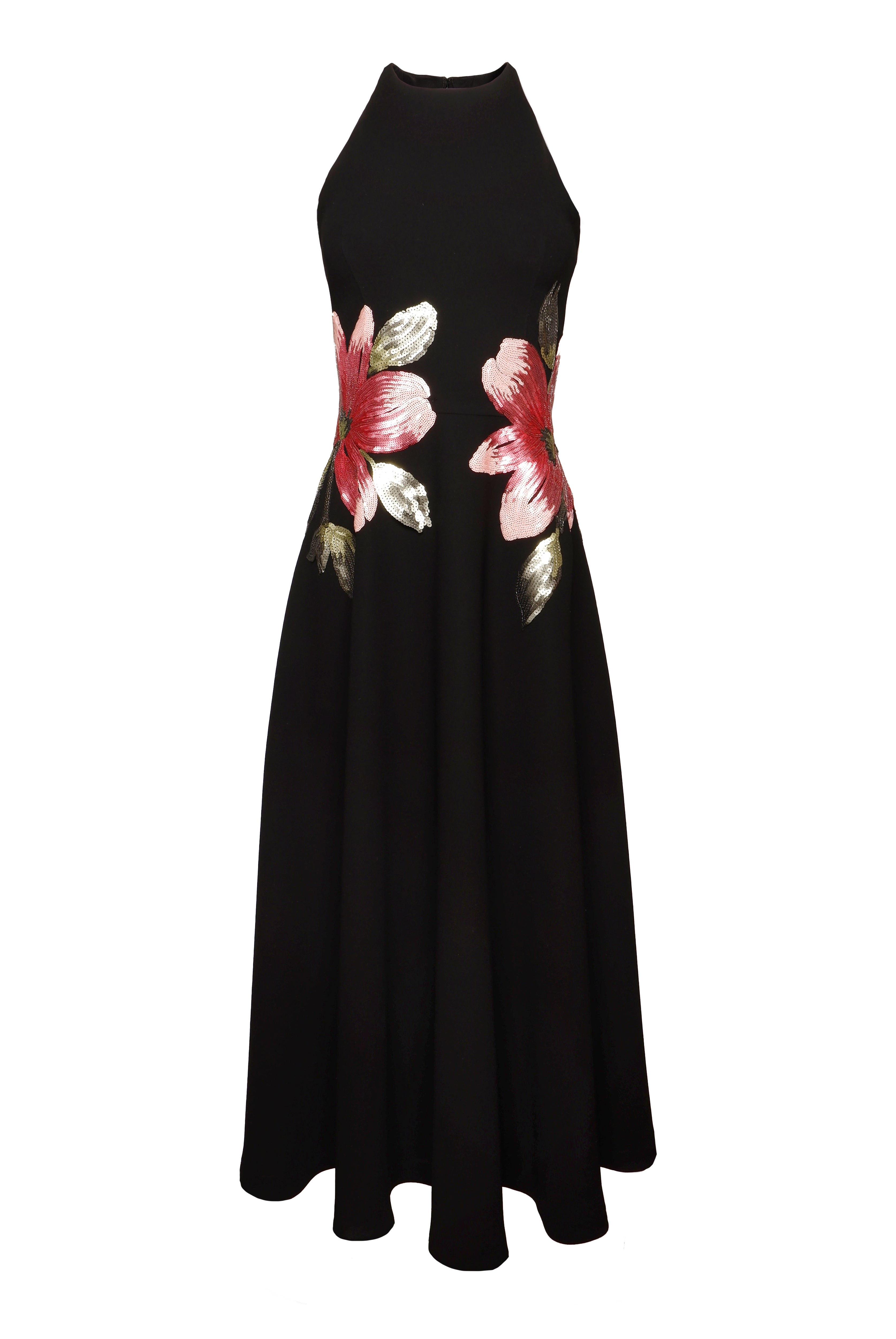 HALTER NECK SLEEVELESS TEA-LENGTH DRESS Naeem Khan HALTER NECK SLEEVELESS TEA-LENGTH DRESS Naeem Khan