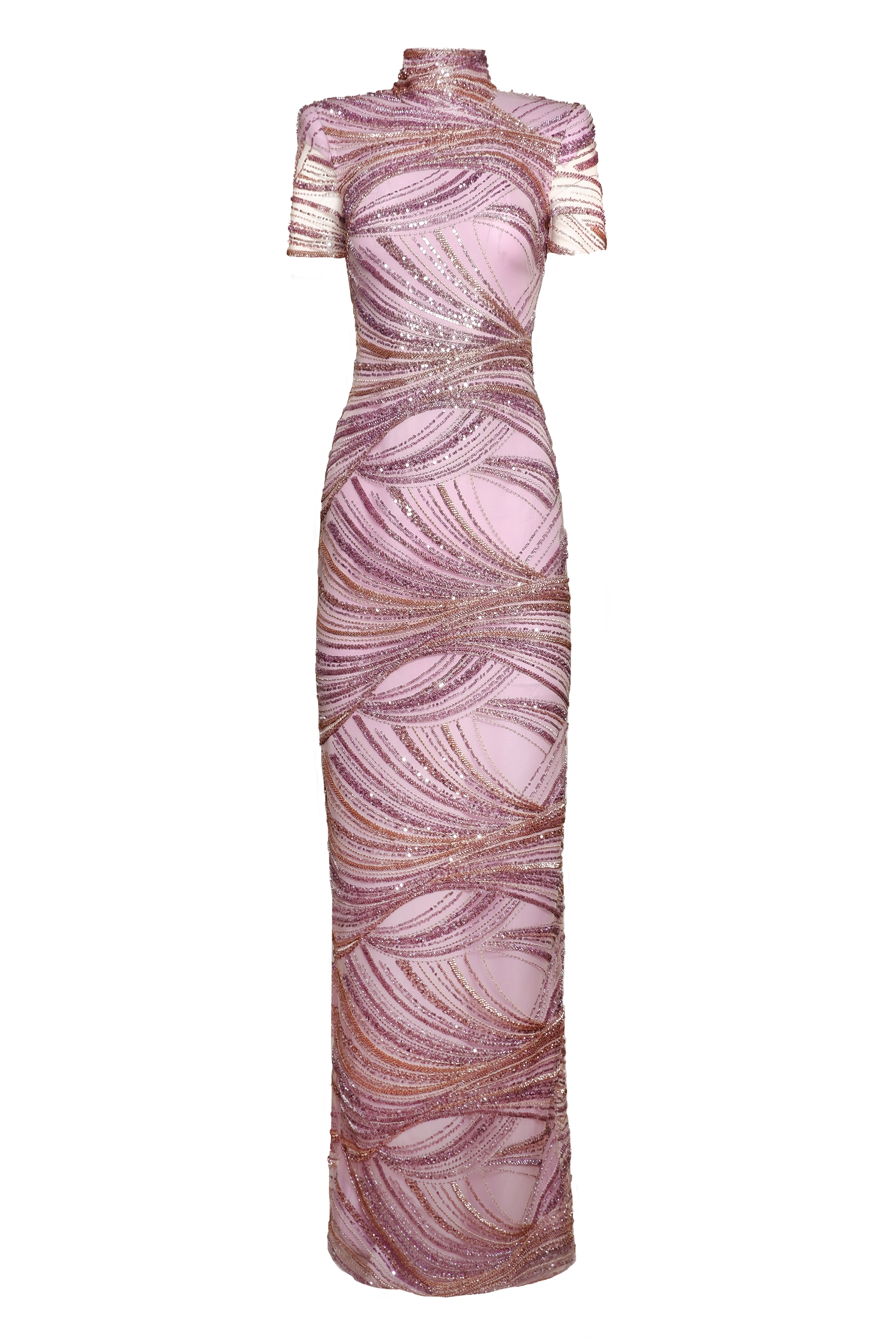 BEADED MOCK NECK CAP SLEEVE COLUMN GOWN Naeem Khan BEADED MOCK NECK CAP SLEEVE COLUMN GOWN Naeem Khan