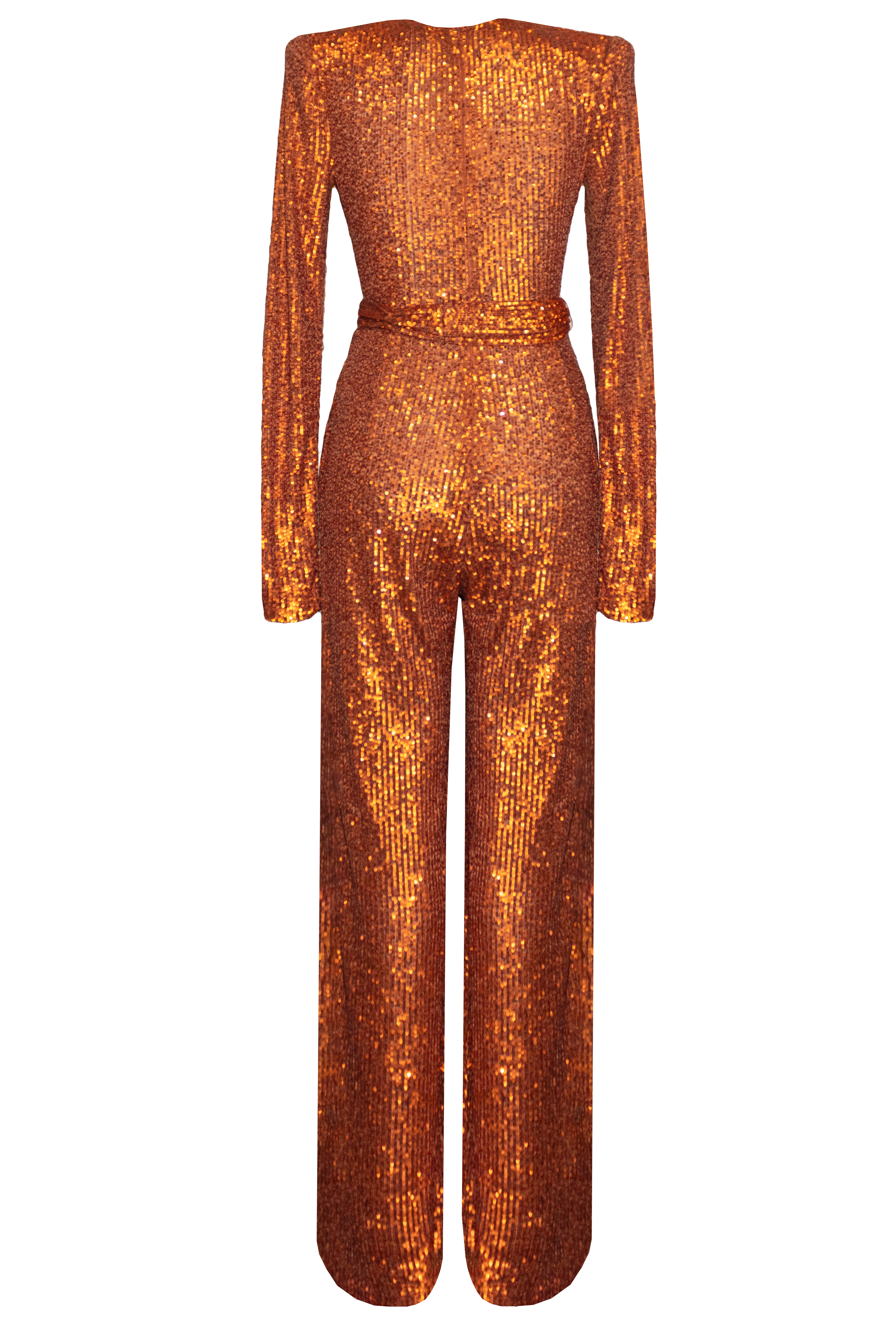 Waist Tie Stretch Sequin Jumpsuit Naeem Khan Waist Tie Stretch Sequin Jumpsuit Naeem Khan