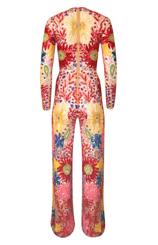 Beaded Floral Long Sleeve Jumpsuit