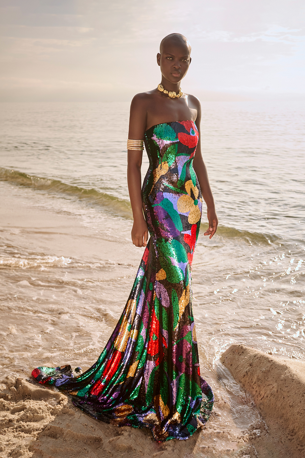 Strapless sequin gown best sale