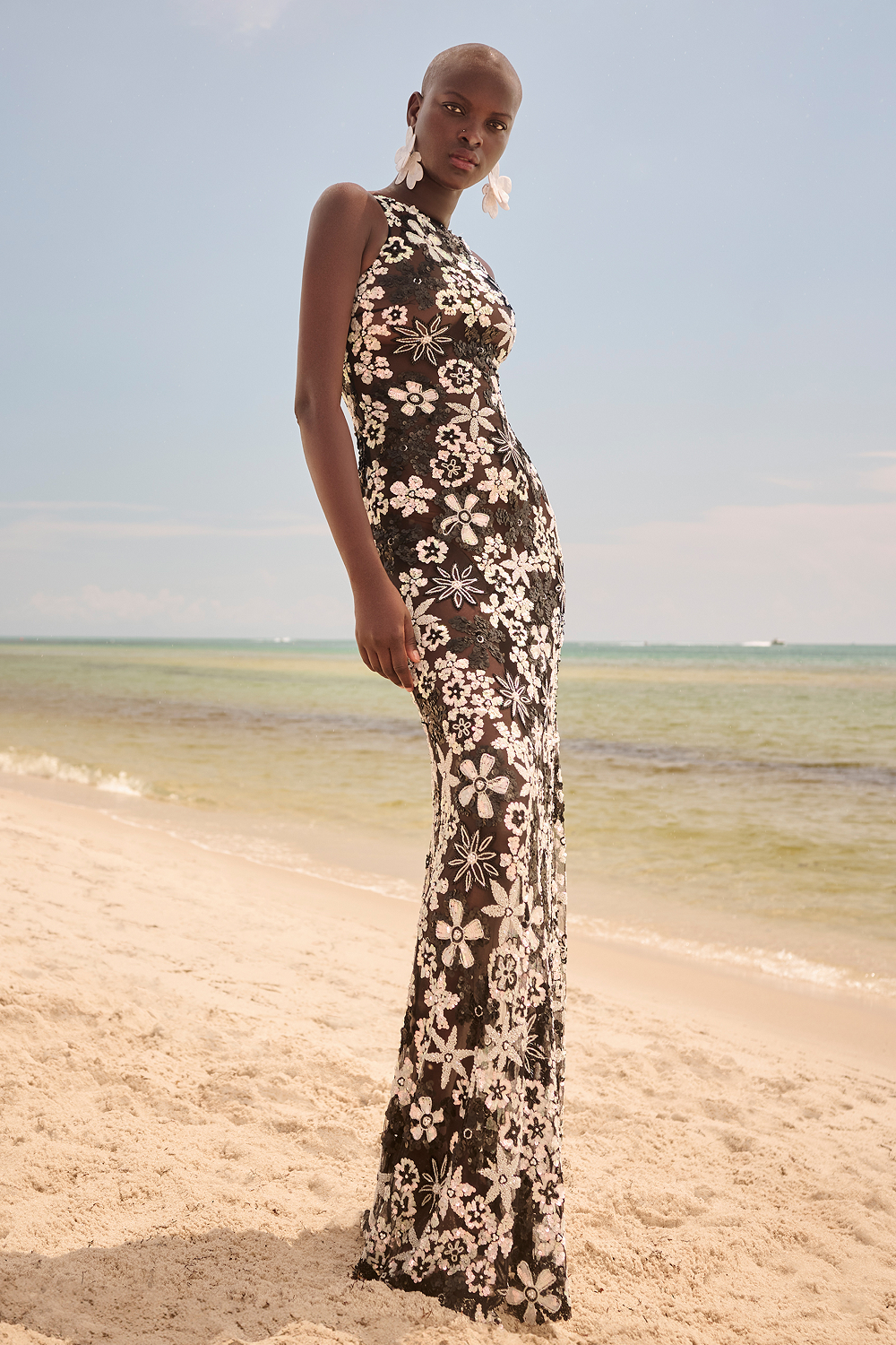 Floral embellished gown best sale