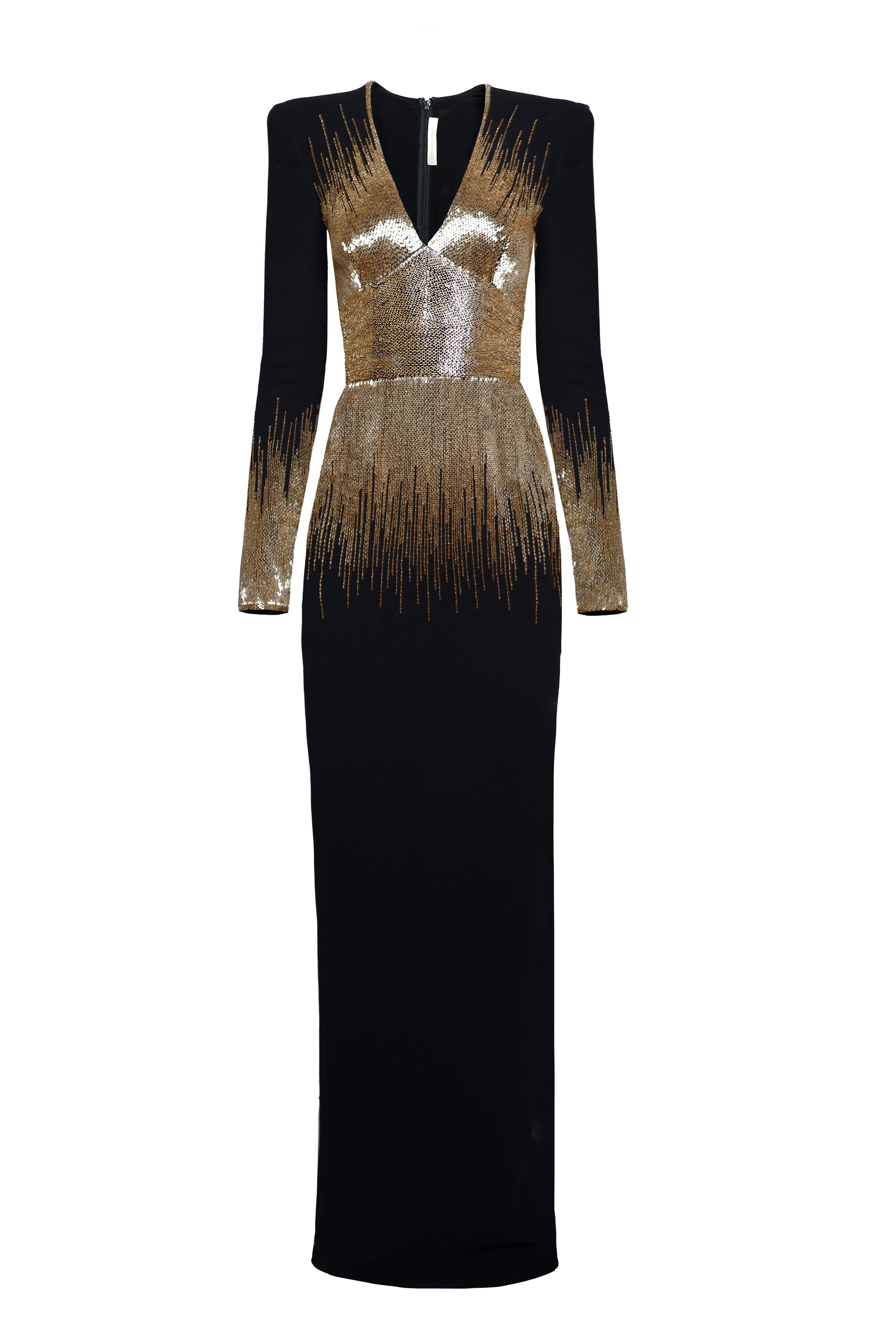 naeem khan evening dresses Naeem Khan Floral-Embroidered Sequin High-Neck Gown