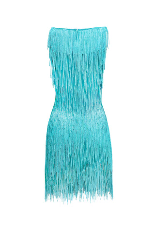 BEADED FRINGE TANK DRESS