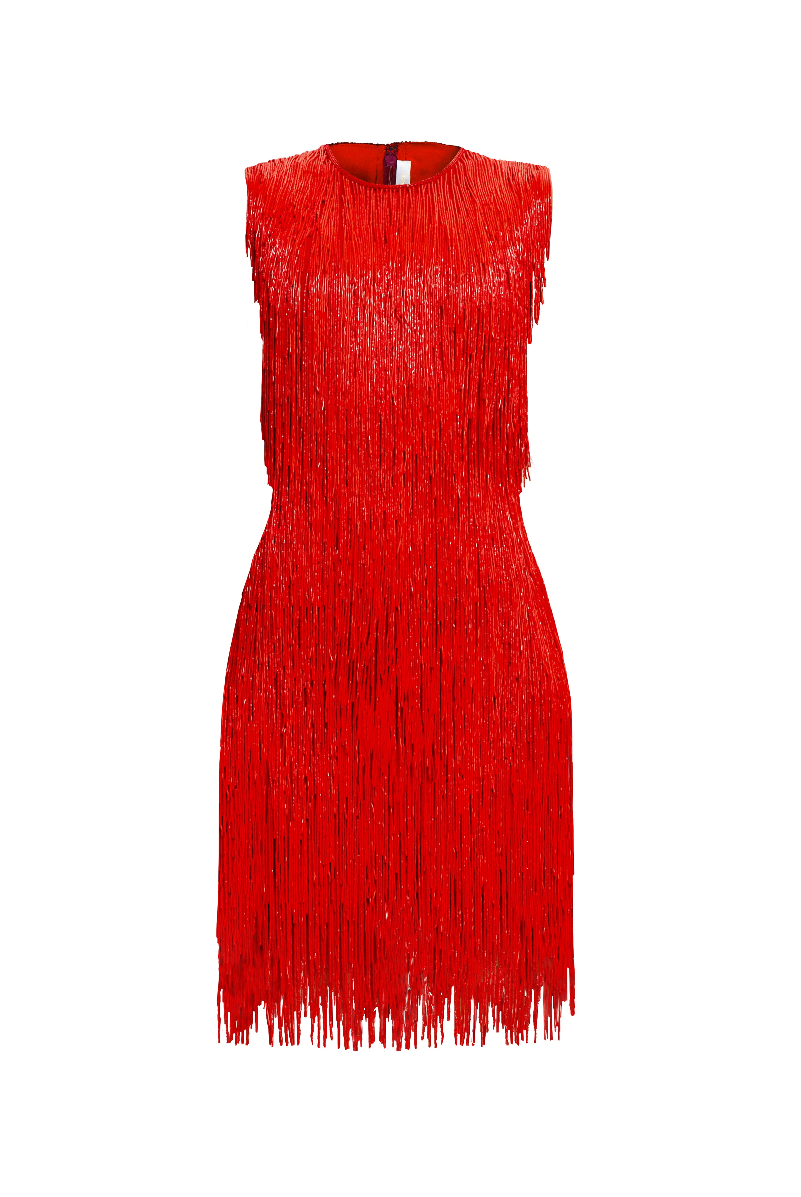 BEADED FRINGE SLEEVELESS DRESS BEADED FRINGE SLEEVELESS DRESS
