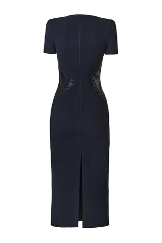 BEADED WAIST CAP SLEEVE COCKTAIL DRESS