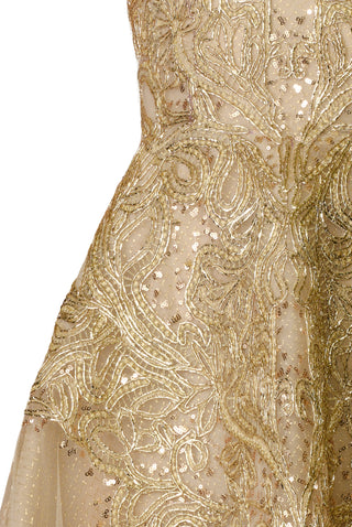 METALLIC RAFFIA CAP SLEEVE COCKTAIL DRESS
