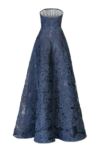 RAFFIA STRAPLESS GOWN