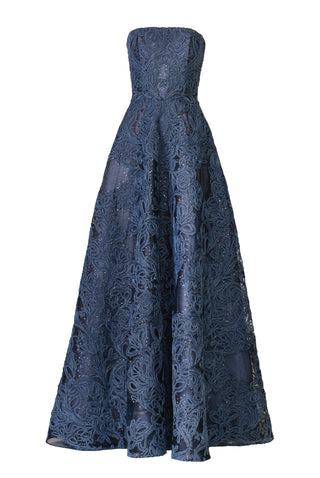 RAFFIA STRAPLESS GOWN