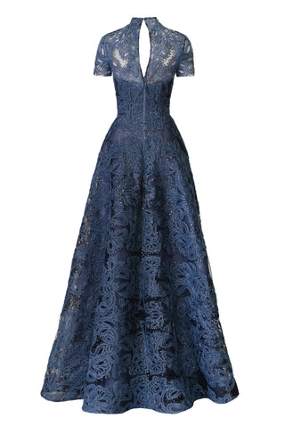 RAFFIA V-NECK CAP SLEEVE GOWN