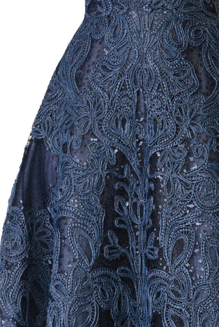 RAFFIA V-NECK CAP SLEEVE GOWN