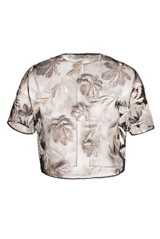 METALLIC FLORAL BOLERO