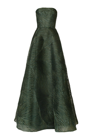 METALLIC RAFFIA STRAPLESS GOWN