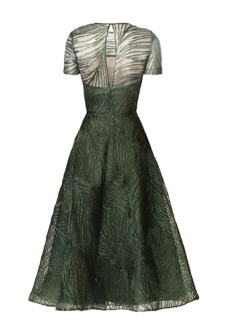 METALLIC RAFFIA CAP SLEEVE COCKTAIL DRESS
