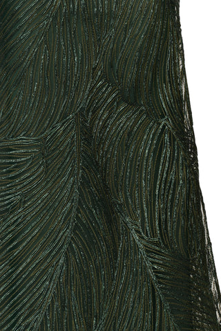 METALLIC RAFFIA STRAPLESS FIT-AND-FLARE GOWN