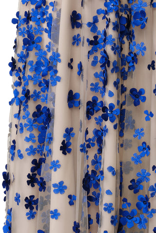 BEADED FLORAL LONG SLEEVE GOWN
