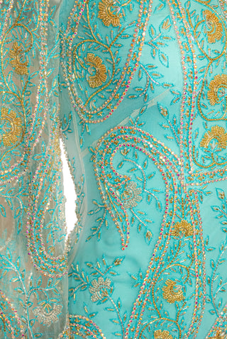 BEADED PAISLEY DRESS WITH KEYHOLE DETAIL