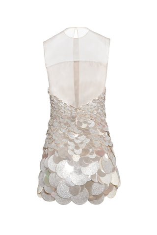 PAILETTE SEQUIN ILLUSION NECKLINE DRESS