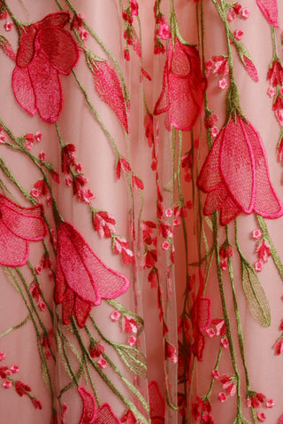 FLORAL TEA-LENGTH CAP SLEEVE DRESS