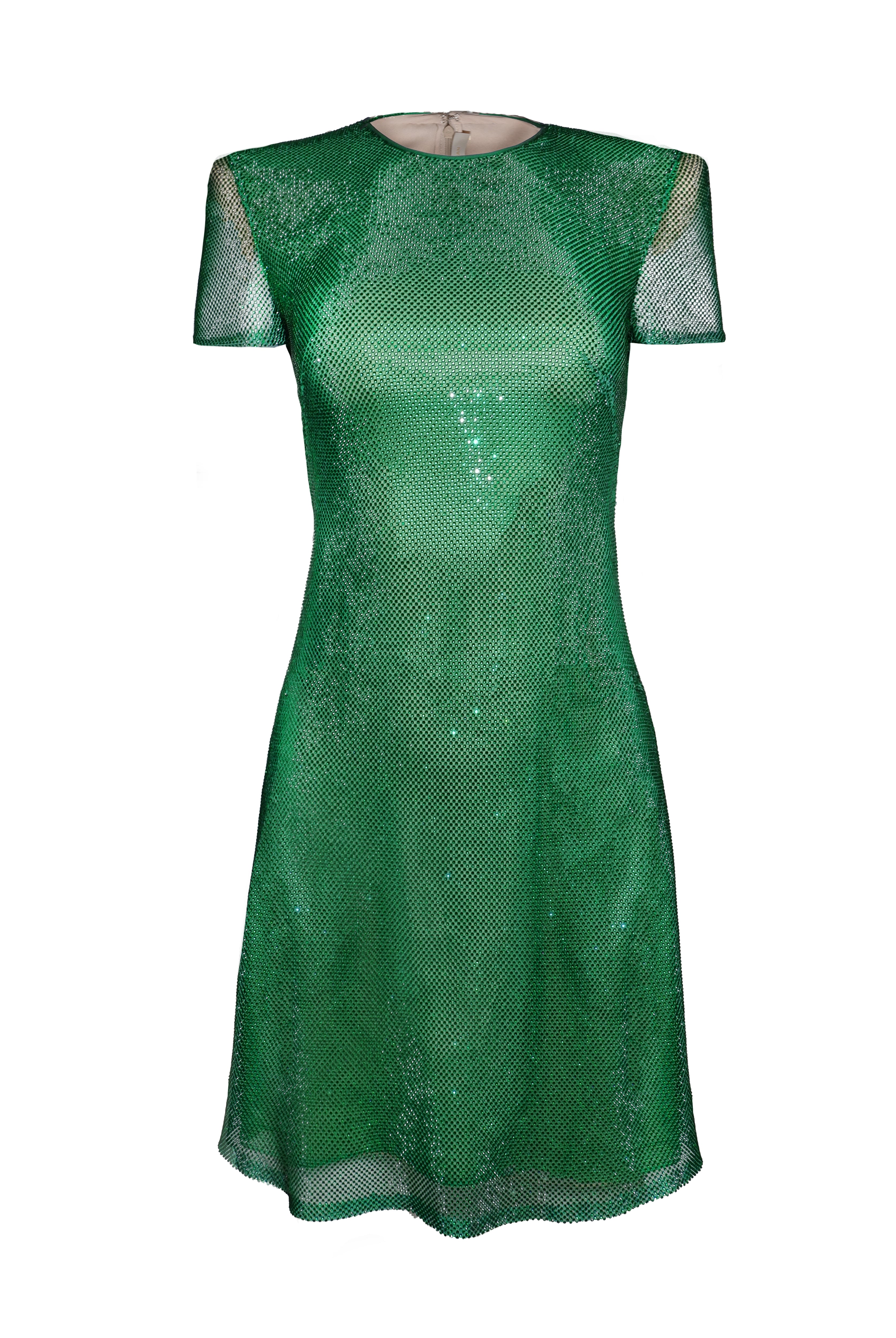 CRYSTAL MESH JEWEL NECK CAP SLEEVE DRESS Naeem Khan CRYSTAL MESH JEWEL NECK CAP SLEEVE DRESS Naeem Khan