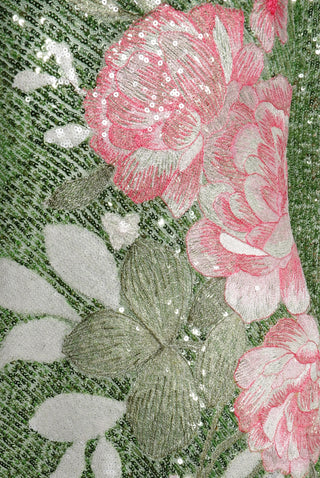 STRETCH SEQUIN LONG SLEEVE DRESS WITH FLORAL APPLIQUE