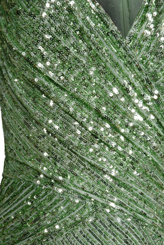 V-NECK DRAPED SEQUIN DRESS