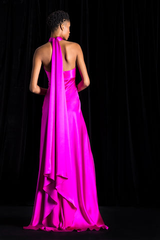Satin Backed Crepe Column Gown
