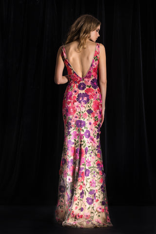 Floral Applique Sleeveless Gown